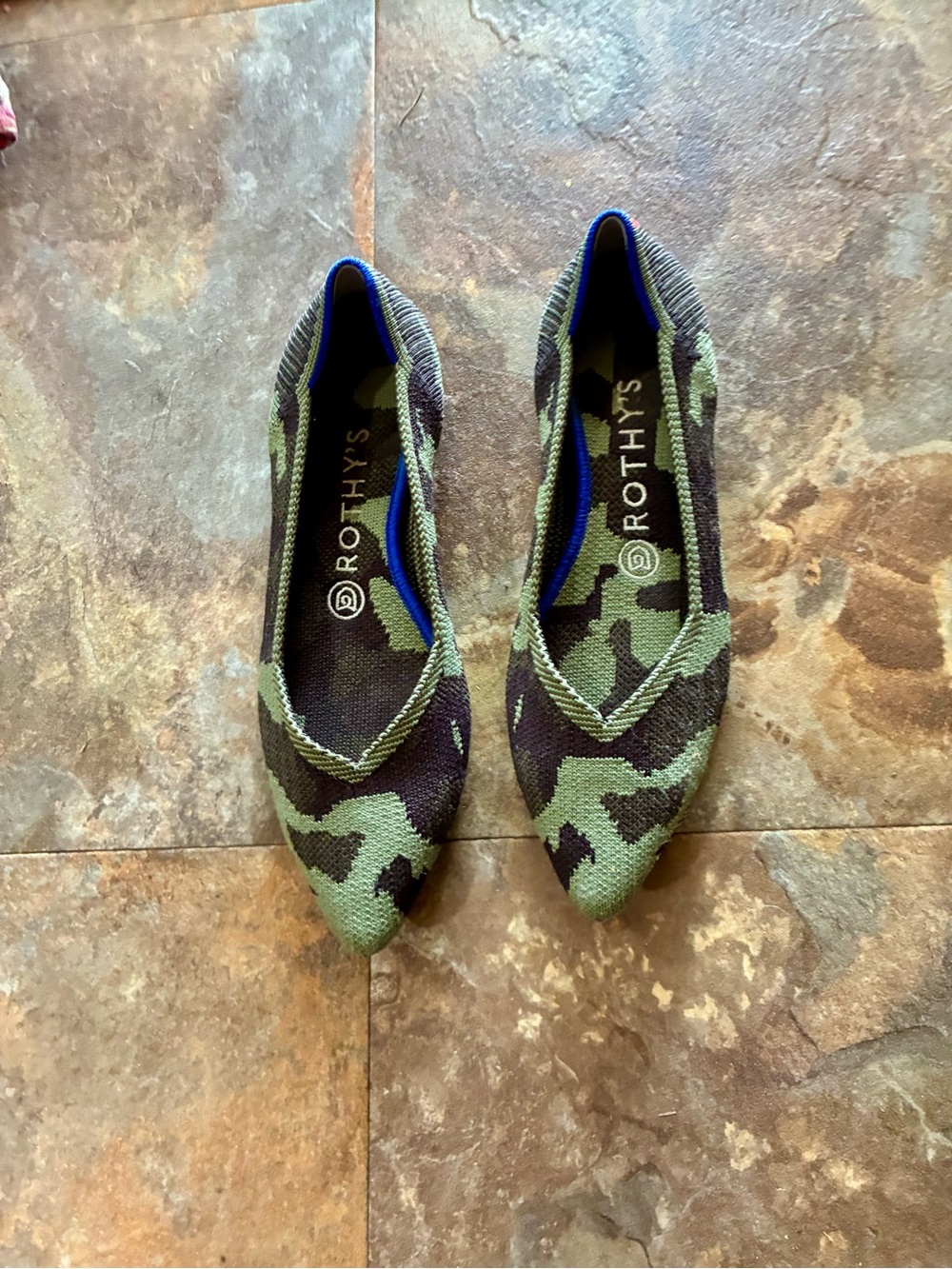 Rothy's Camouflage Knit Pointed Toe Slip-On Flats Women's US 7.5